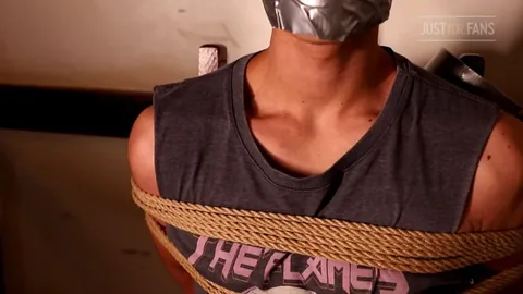 Tied Man Brasil Twink Gagged - Masked Oral Sex & Tie-up on Bed