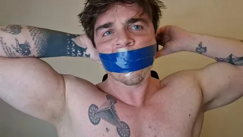 Bearded Shirtless Man Gives Oral to Blue Mask Lingerie Girl – Self Gag