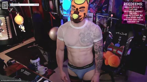 Himbohyena 19 kneels on bed in messy bedroom with partner