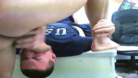 Kneeling Oral Sex with Hand Stimulation in Bedroom, Casual Jeans