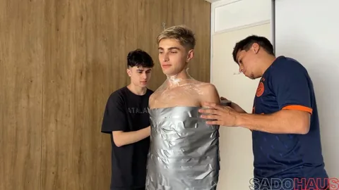 Twink Mummified & Fucked - SADOHAUS Twink Engaged in Extreme Mummification Scene