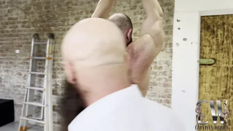 Hulky Yuri Savage Slave Pup Trained For Enduring Pain In Bathroom