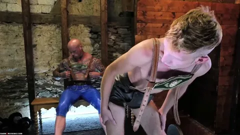 Ginger Guy Gets On His Knees To Suck A Tall Dom’s Cock Outdoors